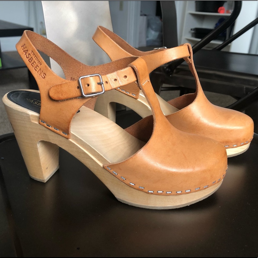 Swedish Hasbeens Heeled Clogs Size 37 (7)